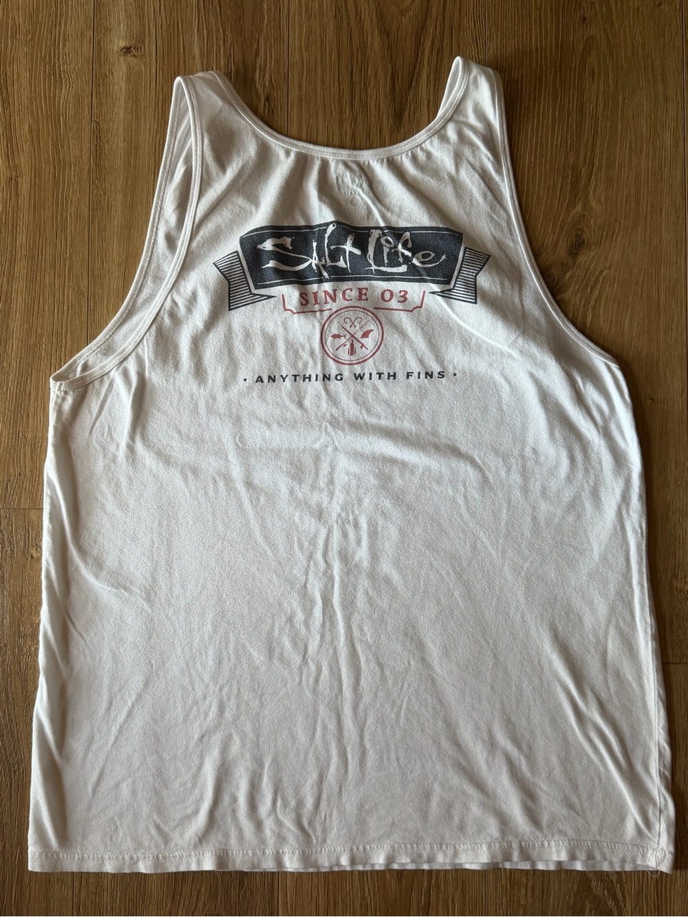 Salt Life White Graphic Men’s Tank with Navy & Red Logo